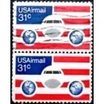 1976 US 1201 Plane Globes & Flags U PR 