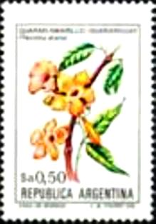 Selo postal da Argentina de 1984 Guaran amarillo