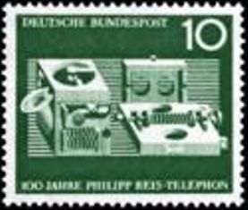 Selo postal da Alemanha de 1961 Telephone by Reis from 1861