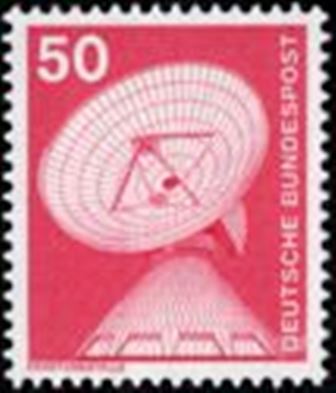 Selo postal da Alemanha de 1975 Raisting earth station