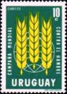 Selo postal do Uruguai de 1963 Global campaign against hunger