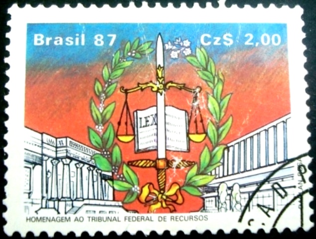 Selo postal do Brasil de 1987 Tribunal Recursos - C 1551 U