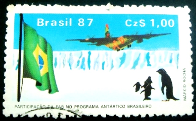 Selo postal do Brasil de 1987 FAB na Antártica - C 1544 U