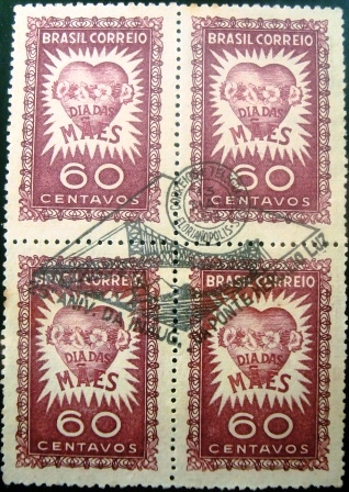 Quadra de selos postais de 1951 Dia das Mães NCC