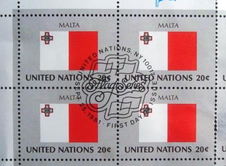Quadra de selos postais de Malta
