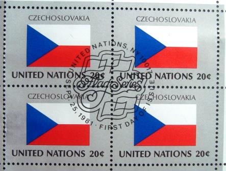Quadra de selo postais de 1981 Tchecoslováquia