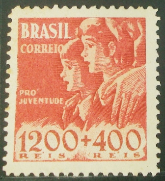 Selo postal do Brasil de 1939 Pró-juventude 1200+400