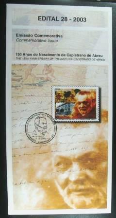 Edital postal do Brasil de 2003 nº28 Capistrano de Abreu