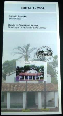 Edital postal do Brasil de 2004 nº1 Capela de São Miguel Arcanjo
