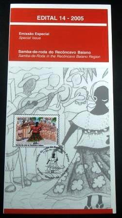 Edital postal do Brasil de 2005 nº 14 Samba-de-roda