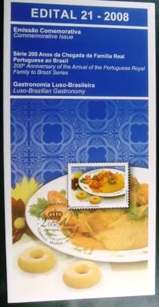 Edital postal do Brasil de 2008 nº 21 FGastronomia Luso-Brasileira