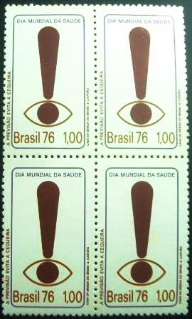 Quadra de selos postais do Brasil de 1976 Dia da Saúde - 926 M