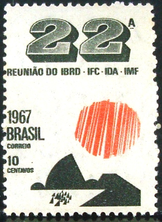 Selo postal do Brasil de 1967 Reunião do IBRD - C 579 U