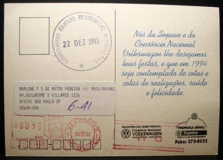 Cartão postal do Brasil de 1993 SOPAVE