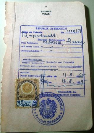 Página de passaporte da Áustria de 1959 A