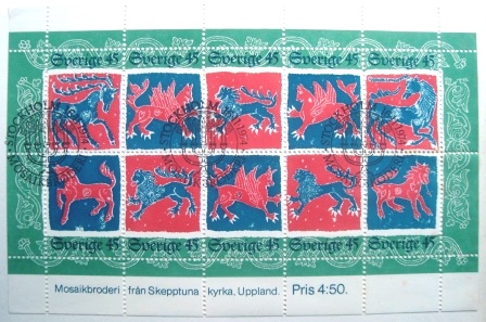 Bloco postal da Suécia de 1974 Mythical Creatures