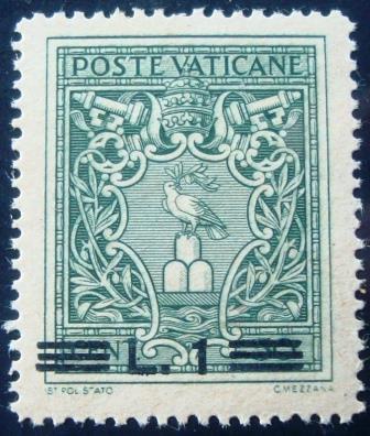 Selo postal do Vaticano de 1945 Overprint new values 1 ₤