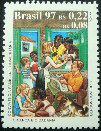 Selo postal do Brasil de 1997 Convivência Familiar