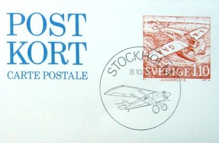 Cartão postal da Suécia de 1977 Charles Lindberg
