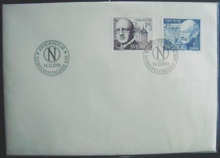 Envelope FDC da Suécia de 1978 Nobel Prize Winners 1918