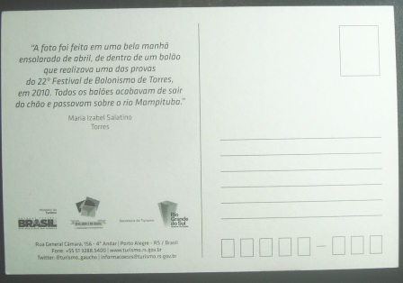 Cartão postal do Brasil de 2010 Festival de Balonismo de Torres