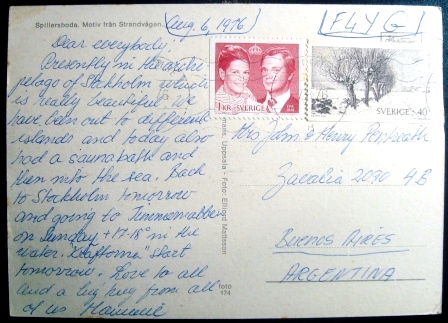 Cartão postal da Suécia de 1976 SPILLERSBODA