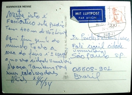 Cartão Postal da Alemanha de 1994 Hannover Messe