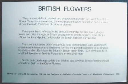 Envelope de Primeiro Dia do Reino Unido de 1979 BATH Europe's Floral City