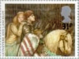 Selo postal do Reino Unido de 1985 Queen Guinevere and Sir Lancelot