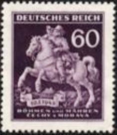 Selo postal da Boêmia e Morávia de 1943 Riding postman