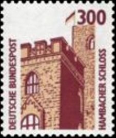 Selo postal da Alemanha de 1988 Hambacher castle