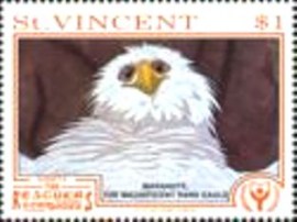 Selo postal de St, Vicente de 1991 Marahute the Nagnificent Rare Eagle