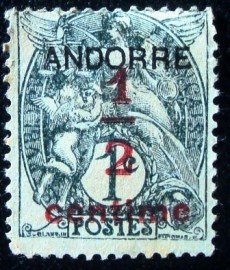 Selo postal de Andorra Francesa de 1931 Overprint ½