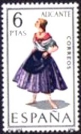 Selo postal da Espanha de 1967 Girl in costume of Alicante
