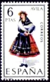 Selo postal da Espanha de 1967 Girl in costume of Avila