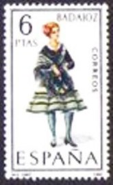 Selo postal da Espanha de 1967 Girl in costume of Badajoz