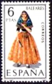 Selo postal da Espanha de 1967 Girl in costume of Baleares
