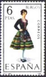 Selo postal da Espanha de 1967 Girl in costume of Burgos