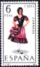 Selo postal da Espanha de 1967 Girl in costume of Cadiz