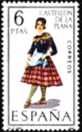 Selo postal da Espanha de 1967 Girl in costume of Castellon De la Plana
