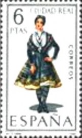 Selo postal da Espanha de 1968 Girl in costume of Ciudad Real
