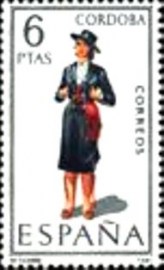 Selo postal da Espanha de 1968 Girl in costume of Córdoba