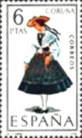 Selo postal da Espanha de 1968 Girl in costume of Coruña