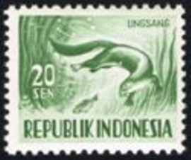 Selo postal da Indonésia de 1956 Smooth-coated Otte 20