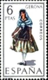 Selo postal da Espanha de 1968 Girl in costume of Gerona