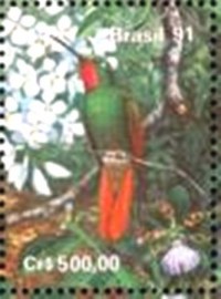 Selo postal do Brasil de 1991 LUBRAPEX 91 500