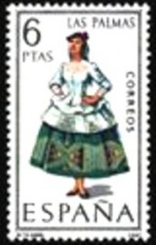Selo postal da Espanha de 1968 Girl in costume of Las Palmas