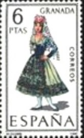 Selo postal da Espanha de 1968 Girl in costume of Granada