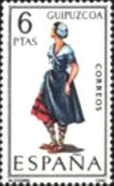 Selo postal da Espanha de 1968 Girl in costume of Guipuzcoa
