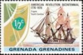 Selo postal de Granada-Granadinas de 1976 Frigate South Carolina